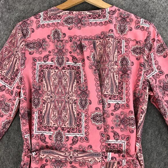 Victoria's Secret Nightgown Medium Pink Paisley Floral Button Up Belted Womens - Picture 7 of 14